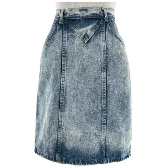 Vintage 80s acid wash Jean skirt size 7 denim high waisted streetwear - Picture 6 of 6